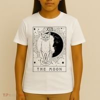 Tarot Card Crescent Moon And Cat Graphic T-Shirt thumb 4