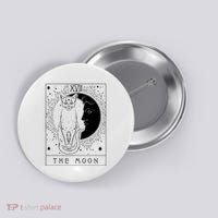 Tarot Card Crescent Moon And Cat Graphic Button thumb 0