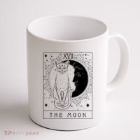 Tarot Card Crescent Moon And Cat Graphic Coffee Mug thumb 1