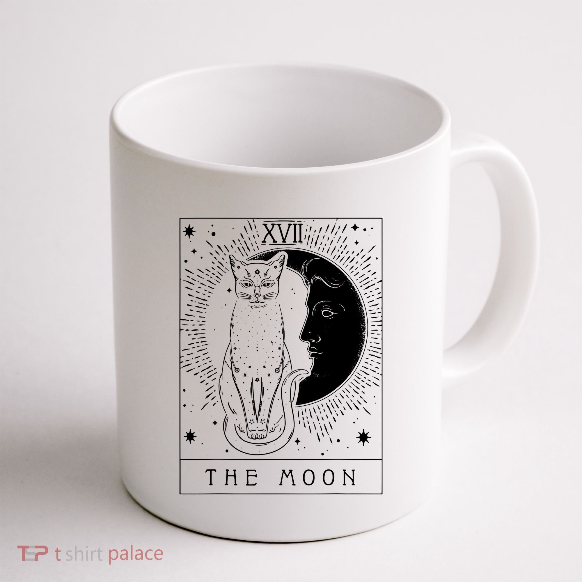 Tarot Card Crescent Moon And Cat Graphic Coffee Mug