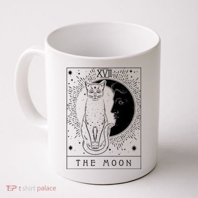 Tarot Card Crescent Moon And Cat Graphic Coffee Mug