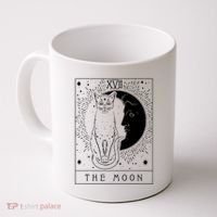 Tarot Card Crescent Moon And Cat Graphic Coffee Mug thumb 0