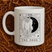 Tarot Card Crescent Moon And Cat Graphic Coffee Mug thumb 2
