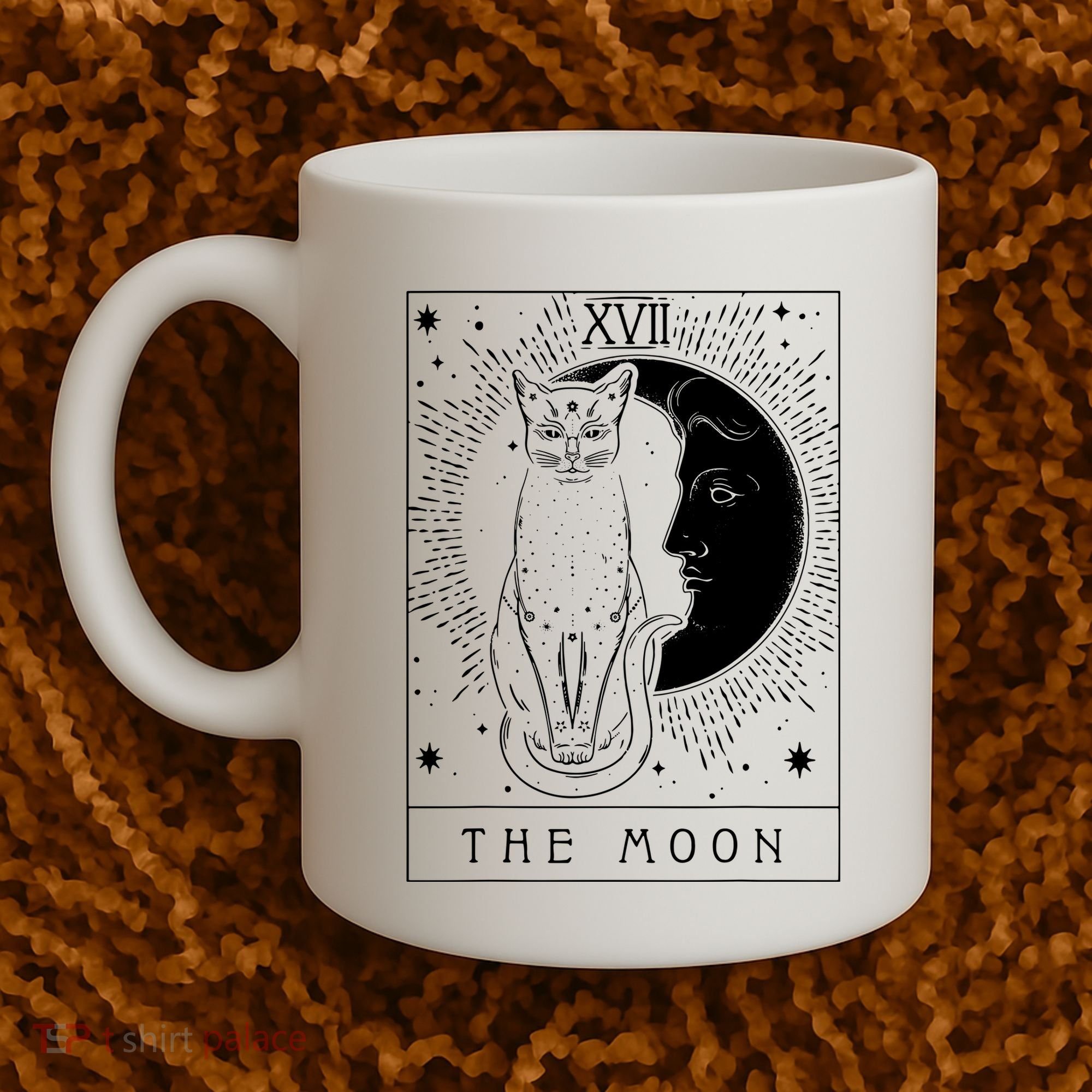 Tarot Card Crescent Moon And Cat Graphic Coffee Mug