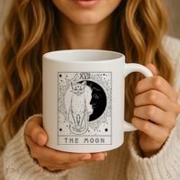 Tarot Card Crescent Moon And Cat Graphic Coffee Mug thumb 3