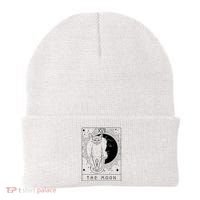 Tarot Card Crescent Moon And Cat Graphic Beanie thumb 0