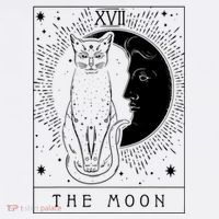 Tarot Card Crescent Moon And Cat Graphic Beanie thumb 2