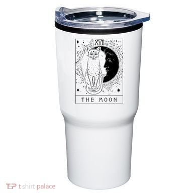 Tarot Card Crescent Moon And Cat Graphic Tumbler