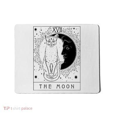 Tarot Card Crescent Moon And Cat Graphic Mousepad