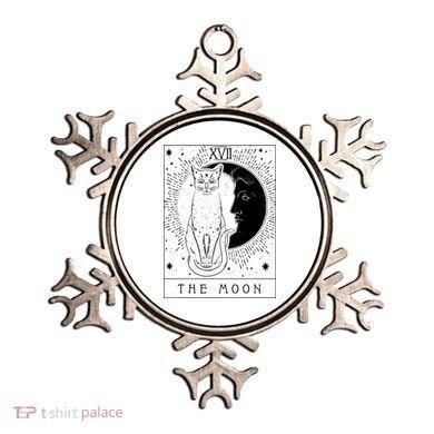 Tarot Card Crescent Moon And Cat Graphic Ornament