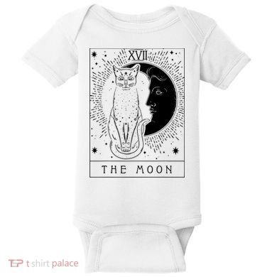 Tarot Card Crescent Moon And Cat Graphic Baby Bodysuit