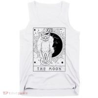 Tarot Card Crescent Moon And Cat Graphic Tank Top thumb 0