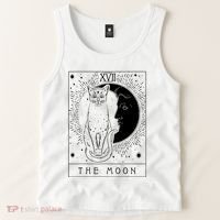 Tarot Card Crescent Moon And Cat Graphic Tank Top thumb 2