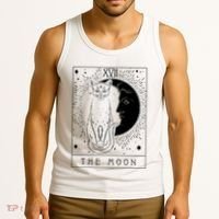 Tarot Card Crescent Moon And Cat Graphic Tank Top thumb 3