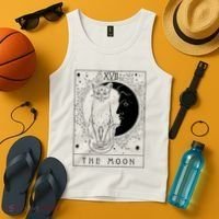 Tarot Card Crescent Moon And Cat Graphic Tank Top thumb 4