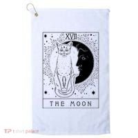 Tarot Card Crescent Moon And Cat Graphic Golf Towel thumb 0