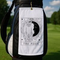 Tarot Card Crescent Moon And Cat Graphic Golf Towel thumb 2