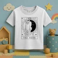 Tarot Card Crescent Moon And Cat Graphic Toddler T-Shirt thumb 3