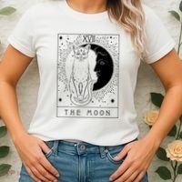 Tarot Card Crescent Moon And Cat Graphic Women's T-Shirt thumb 2