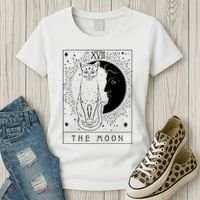 Tarot Card Crescent Moon And Cat Graphic Women's T-Shirt thumb 3