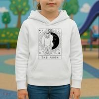 Tarot Card Crescent Moon And Cat Graphic Kids Hoodie thumb 3