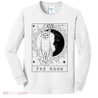 Tarot Card Crescent Moon And Cat Graphic Kids Long Sleeve Shirt thumb 0