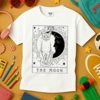 Tarot Card Crescent Moon And Cat Graphic Kids T-Shirt thumb 3