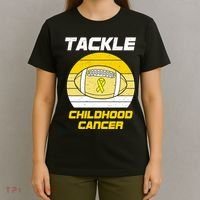 Tackle Childhood Cancer Football T-Shirt thumb 4