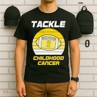 Tackle Childhood Cancer Football T-Shirt thumb 6