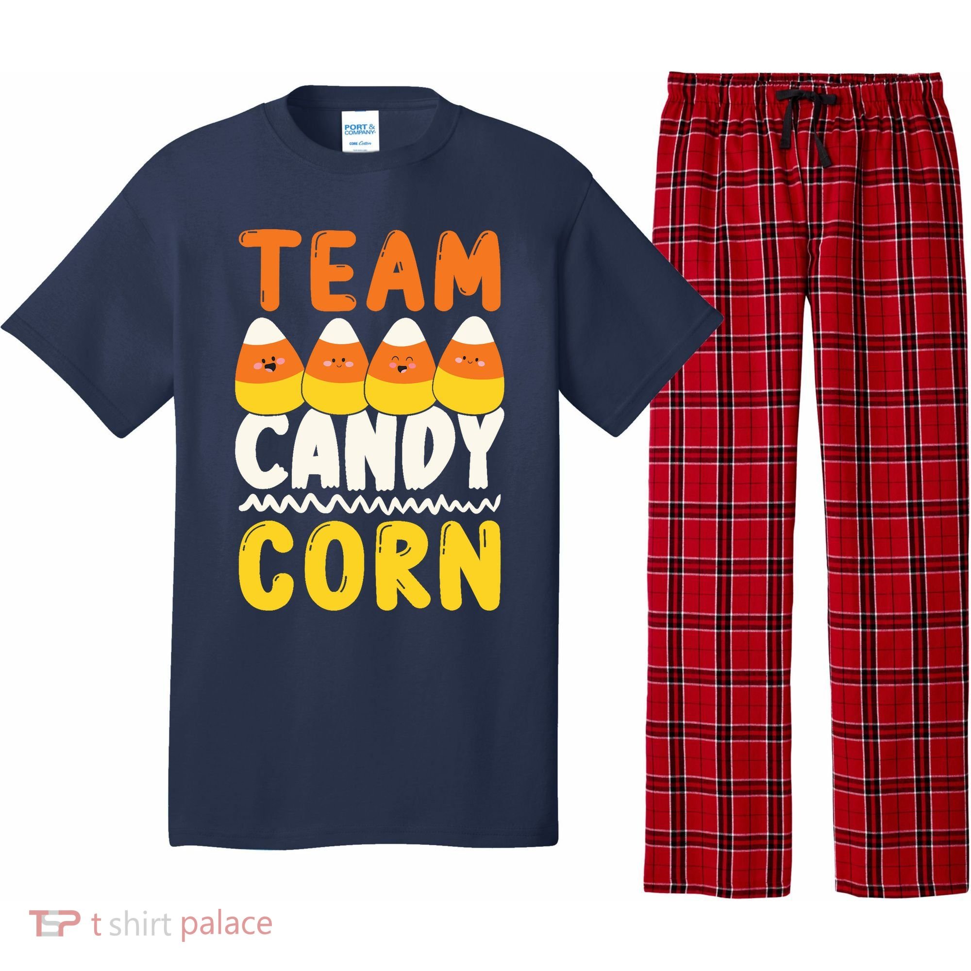Team Candy Corn Funny Halloween Scary Lazy Costume Pajama Set