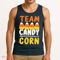Team Candy Corn Funny Halloween Scary Lazy Costume Tank Top thumb 3