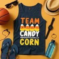 Team Candy Corn Funny Halloween Scary Lazy Costume Tank Top thumb 4