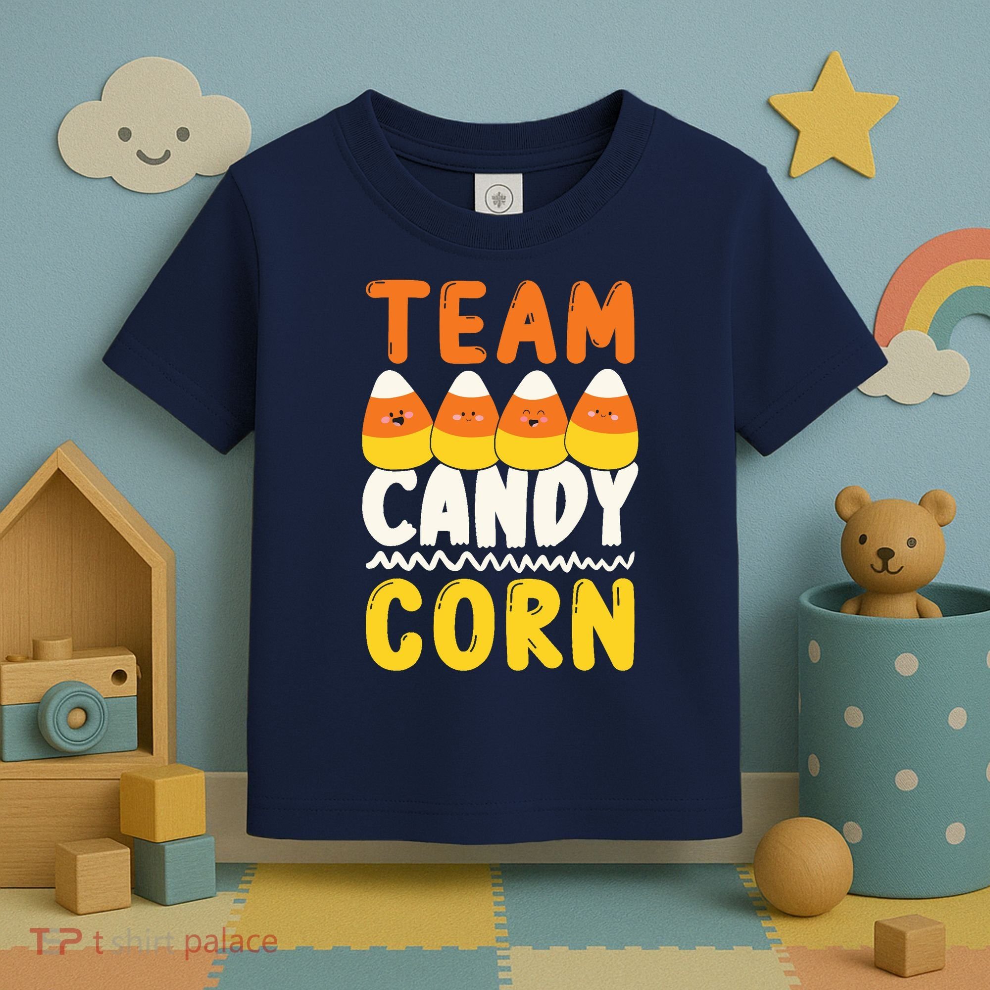 Team Candy Corn Funny Halloween Scary Lazy Costume Toddler T-Shirt