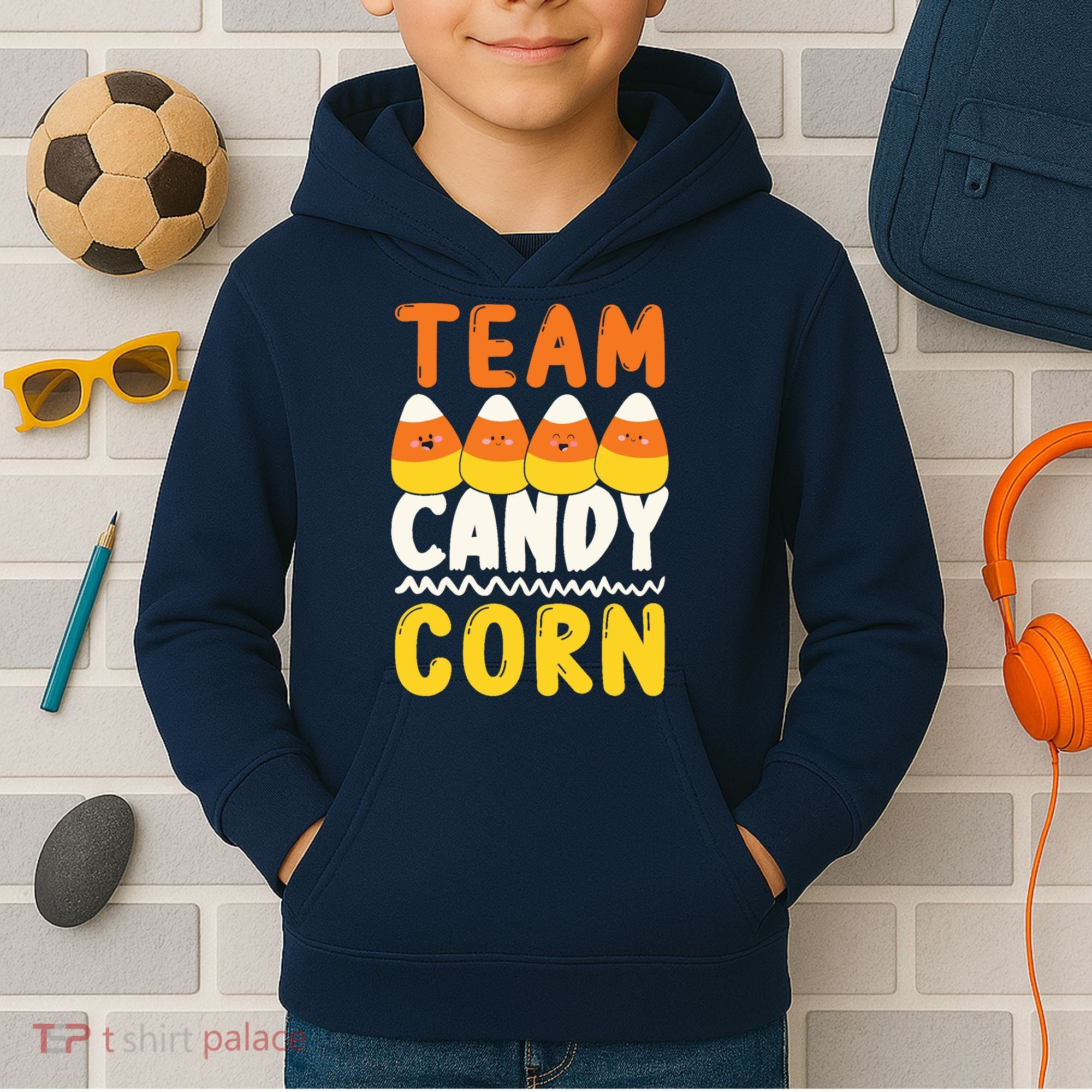 Team Candy Corn Funny Halloween Scary Lazy Costume Kids Hoodie