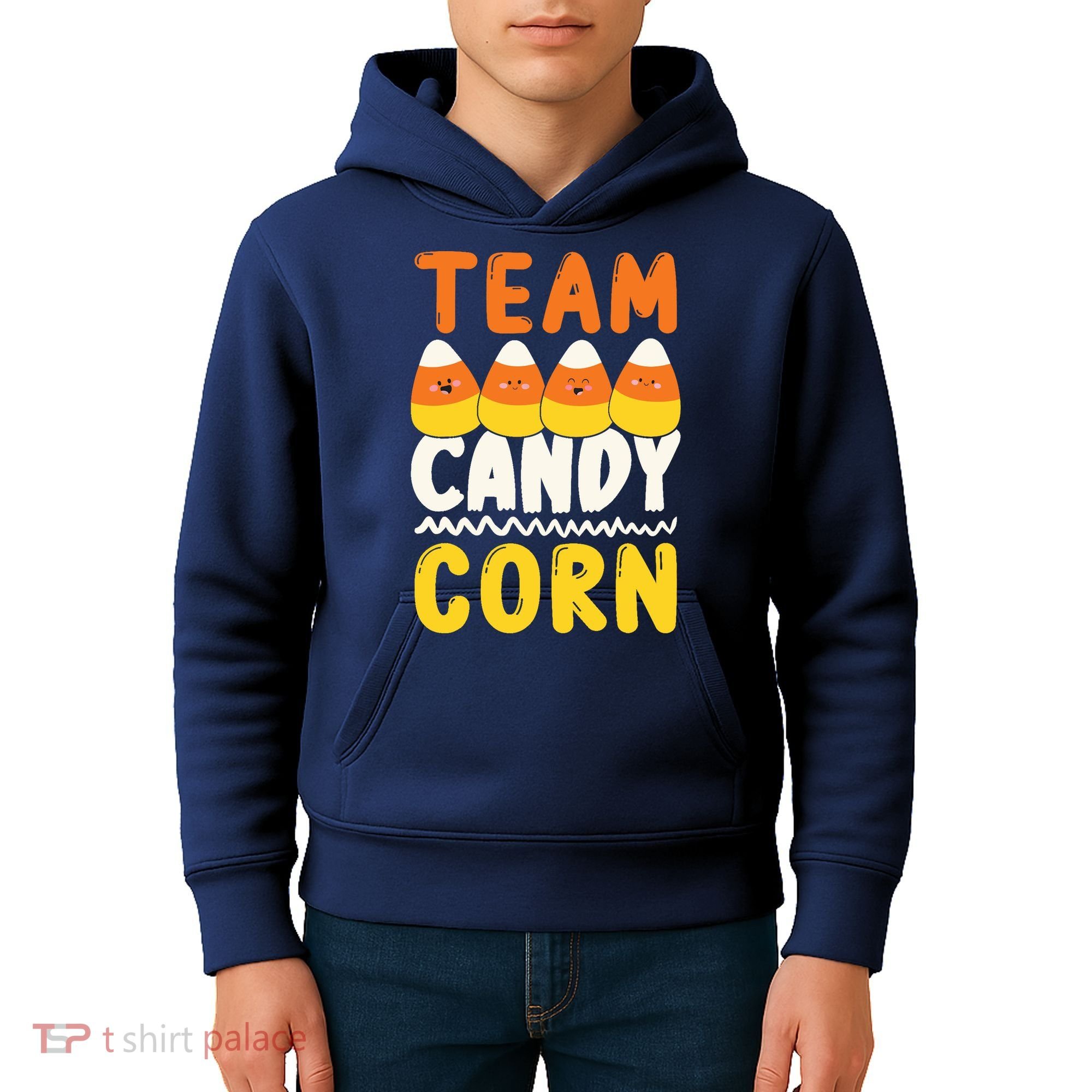 Team Candy Corn Funny Halloween Scary Lazy Costume Kids Hoodie