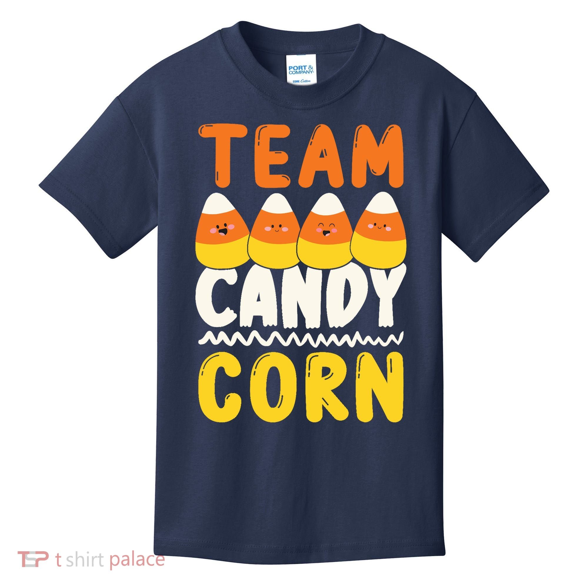 Team Candy Corn Funny Halloween Scary Lazy Costume Kids T-Shirt