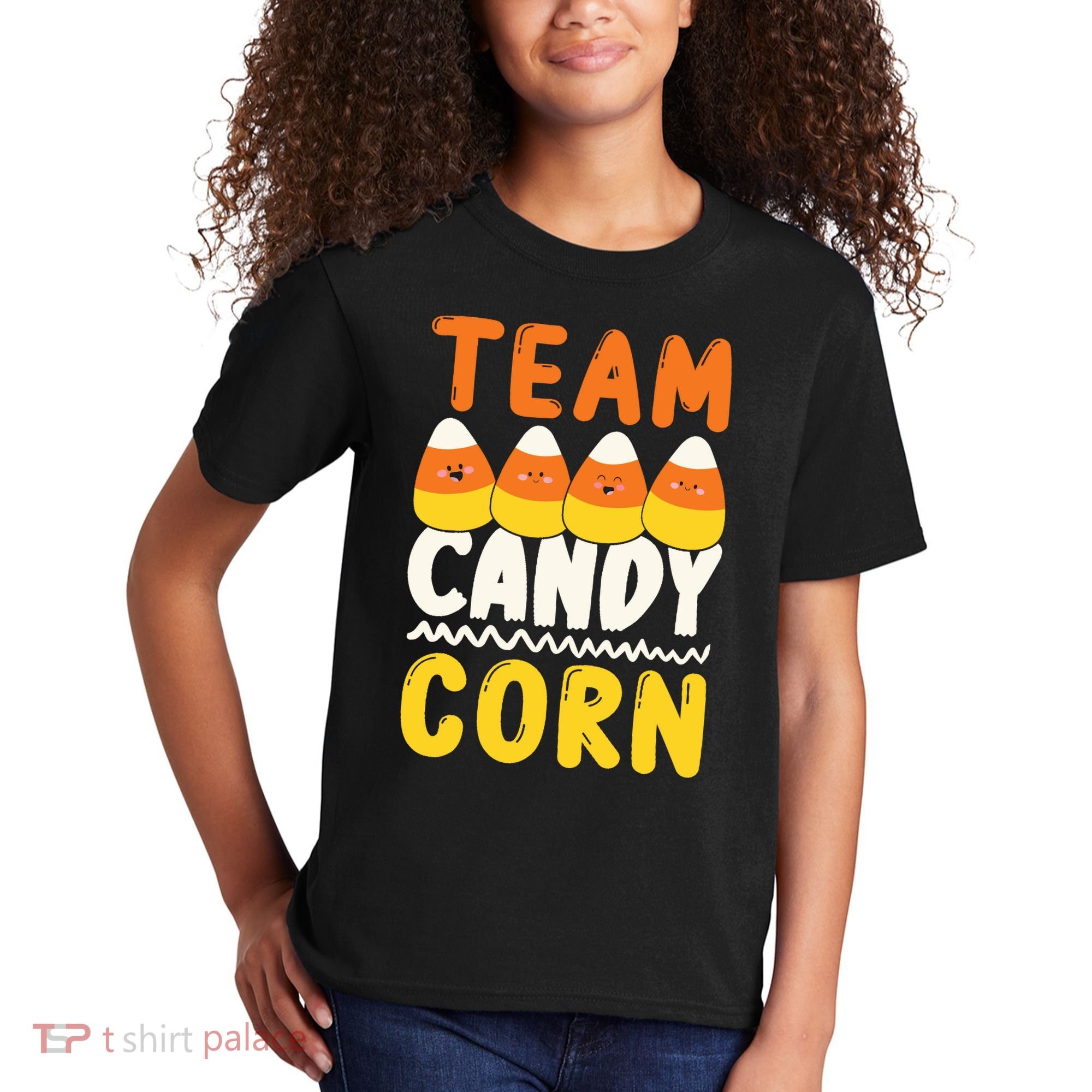 Team Candy Corn Funny Halloween Scary Lazy Costume Kids T-Shirt