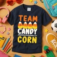 Team Candy Corn Funny Halloween Scary Lazy Costume Kids T-Shirt thumb 3