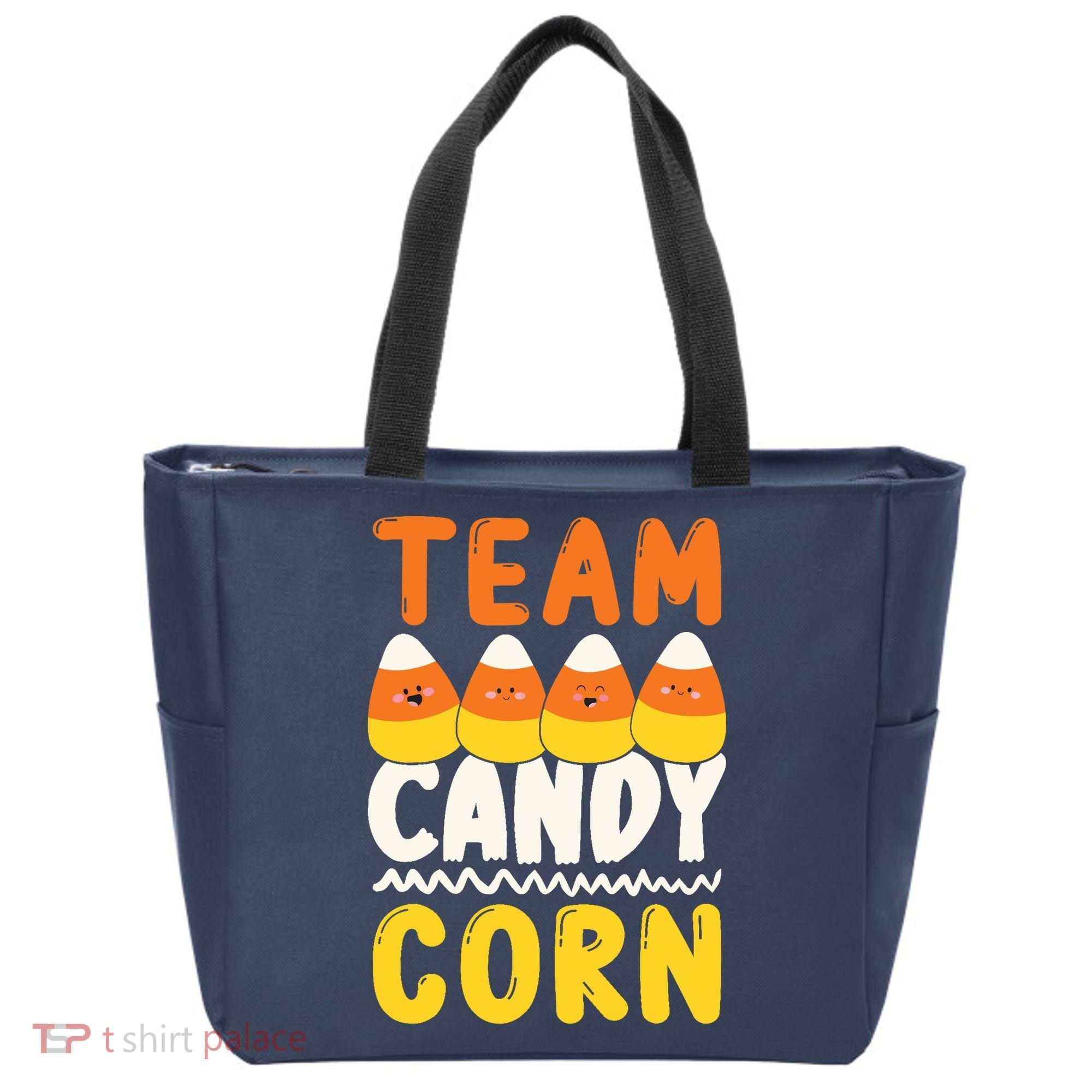 Team Candy Corn Funny Halloween Scary Lazy Costume Tote Bag