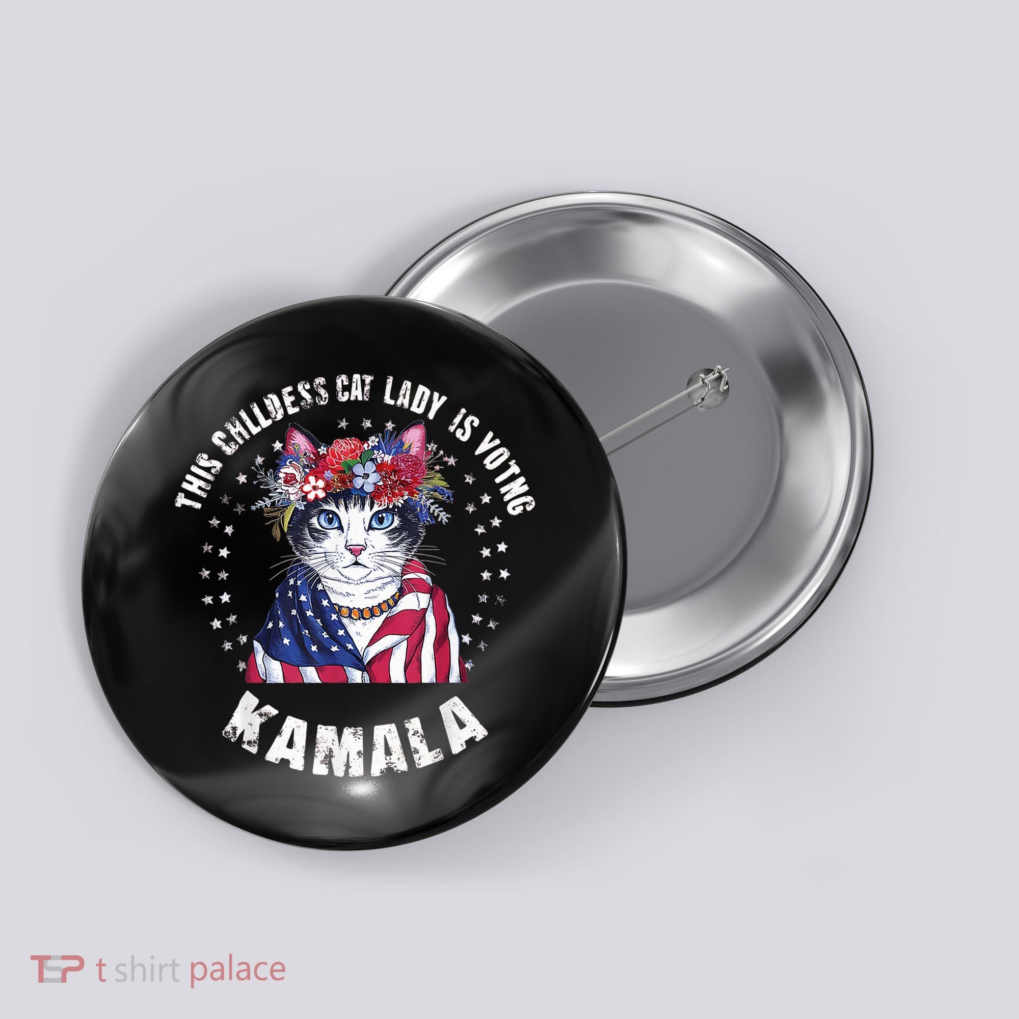 This Childless Cat Lady Ladies Is Voting Kamala 2024 Voting Kamala Election 2024 Button