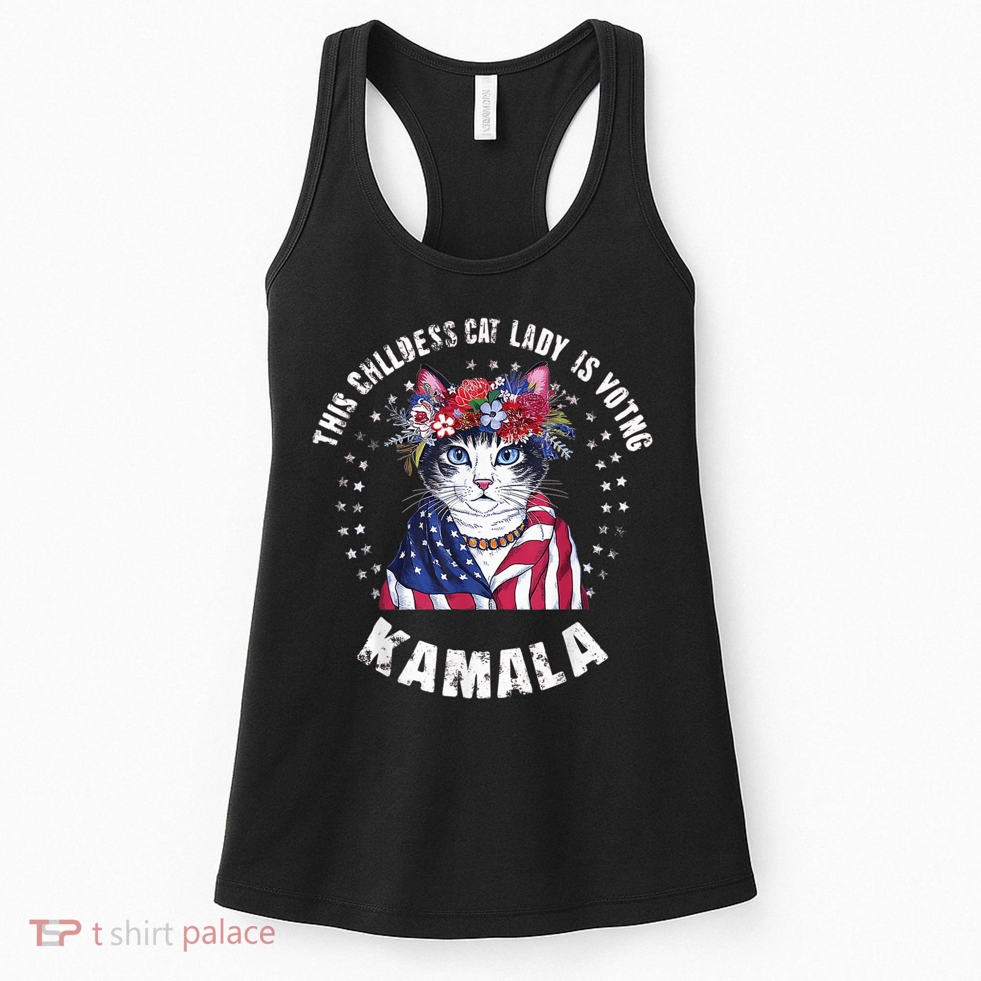 This Childless Cat Lady Ladies Is Voting Kamala 2024 Voting Kamala Election 2024 Women's Tank Top