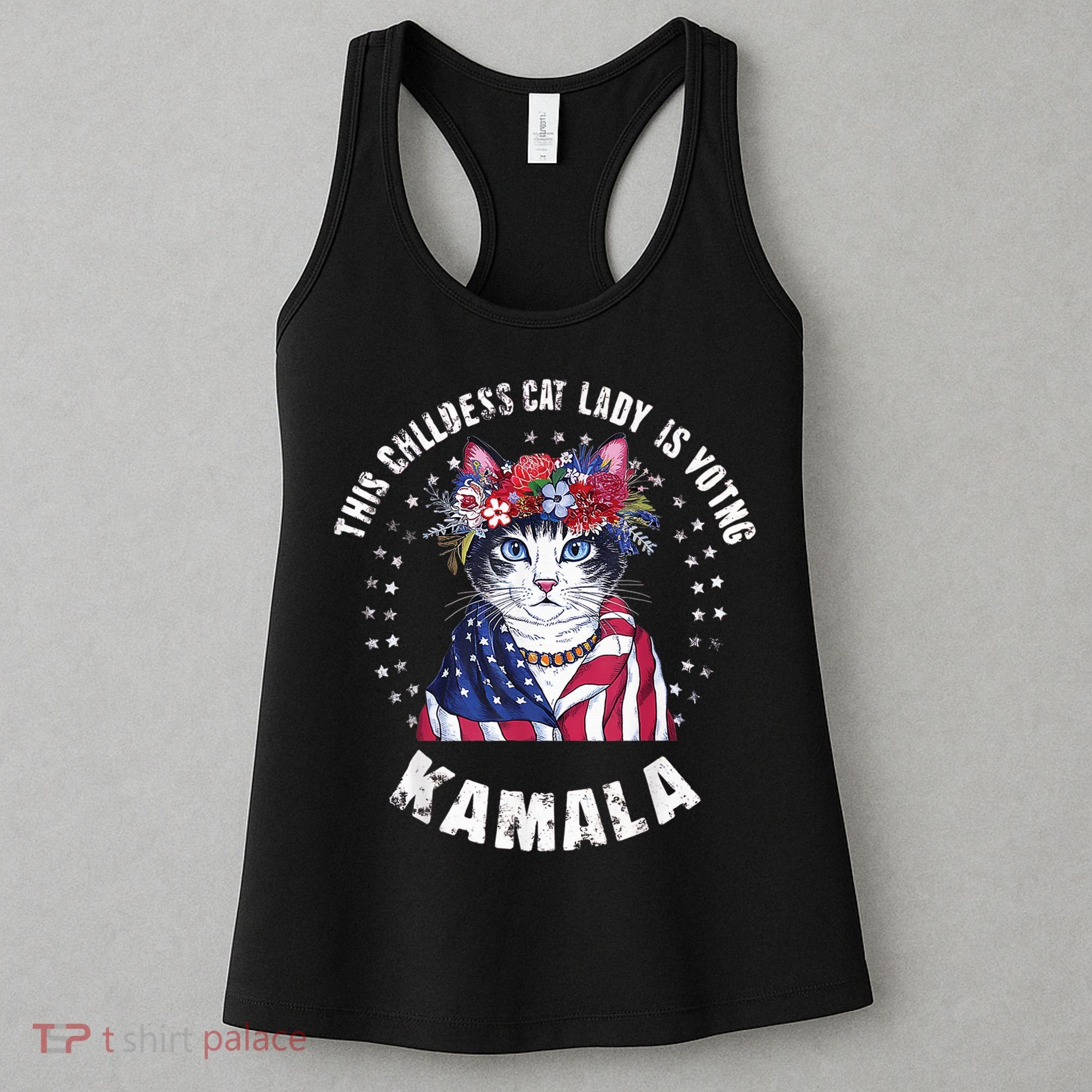 This Childless Cat Lady Ladies Is Voting Kamala 2024 Voting Kamala Election 2024 Women's Tank Top