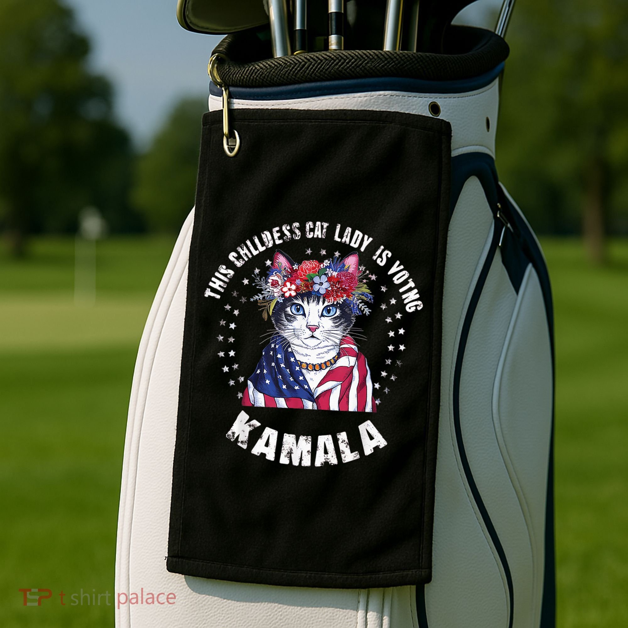 This Childless Cat Lady Ladies Is Voting Kamala 2024 Voting Kamala Election 2024 Golf Towel
