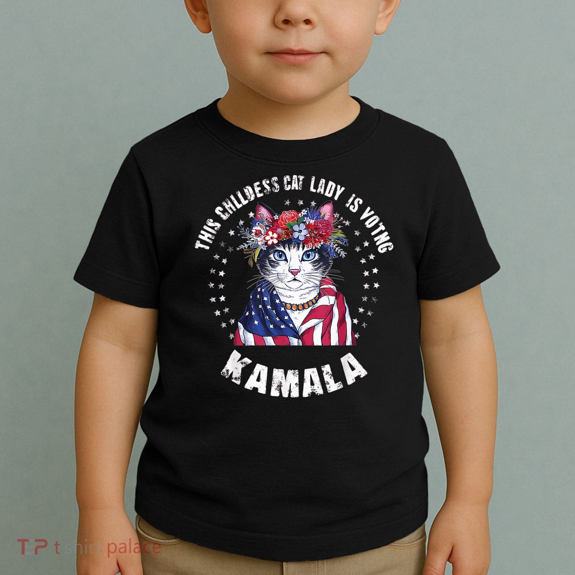 This Childless Cat Lady Ladies Is Voting Kamala 2024 Voting Kamala Election 2024 Toddler T-Shirt