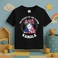 This Childless Cat Lady Ladies Is Voting Kamala 2024 Voting Kamala Election 2024 Toddler T-Shirt thumb 3