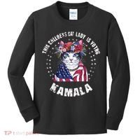 This Childless Cat Lady Ladies Is Voting Kamala 2024 Voting Kamala Election 2024 Kids Long Sleeve Shirt thumb 0