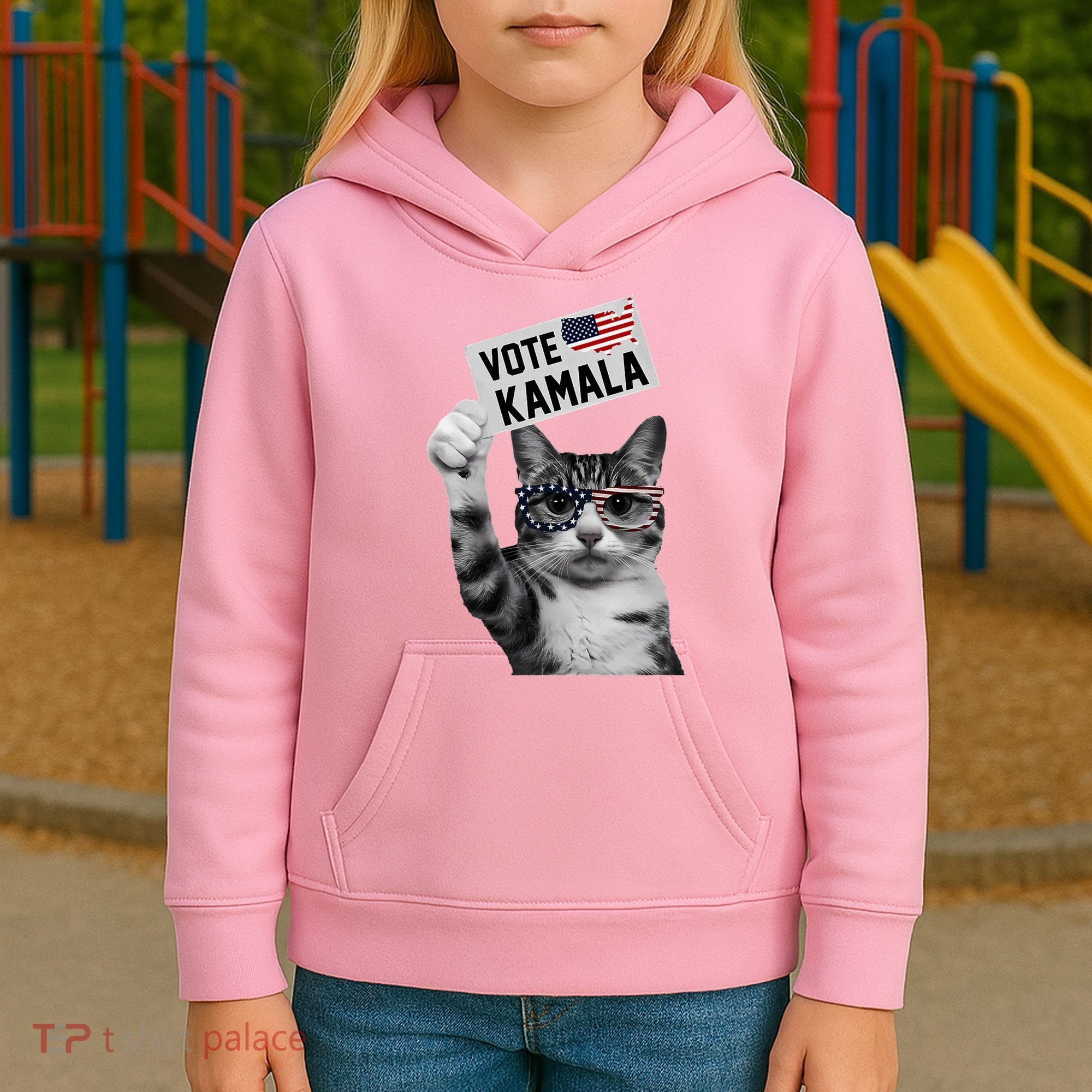 This Childless Cat Lady Is Voting Kamala 2024 Kids Hoodie