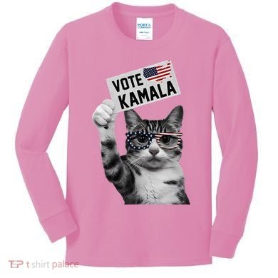 This Childless Cat Lady Is Voting Kamala 2024 Kids Long Sleeve Shirt