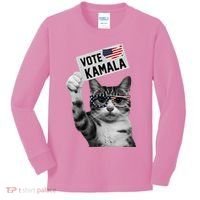 This Childless Cat Lady Is Voting Kamala 2024 Kids Long Sleeve Shirt thumb 0