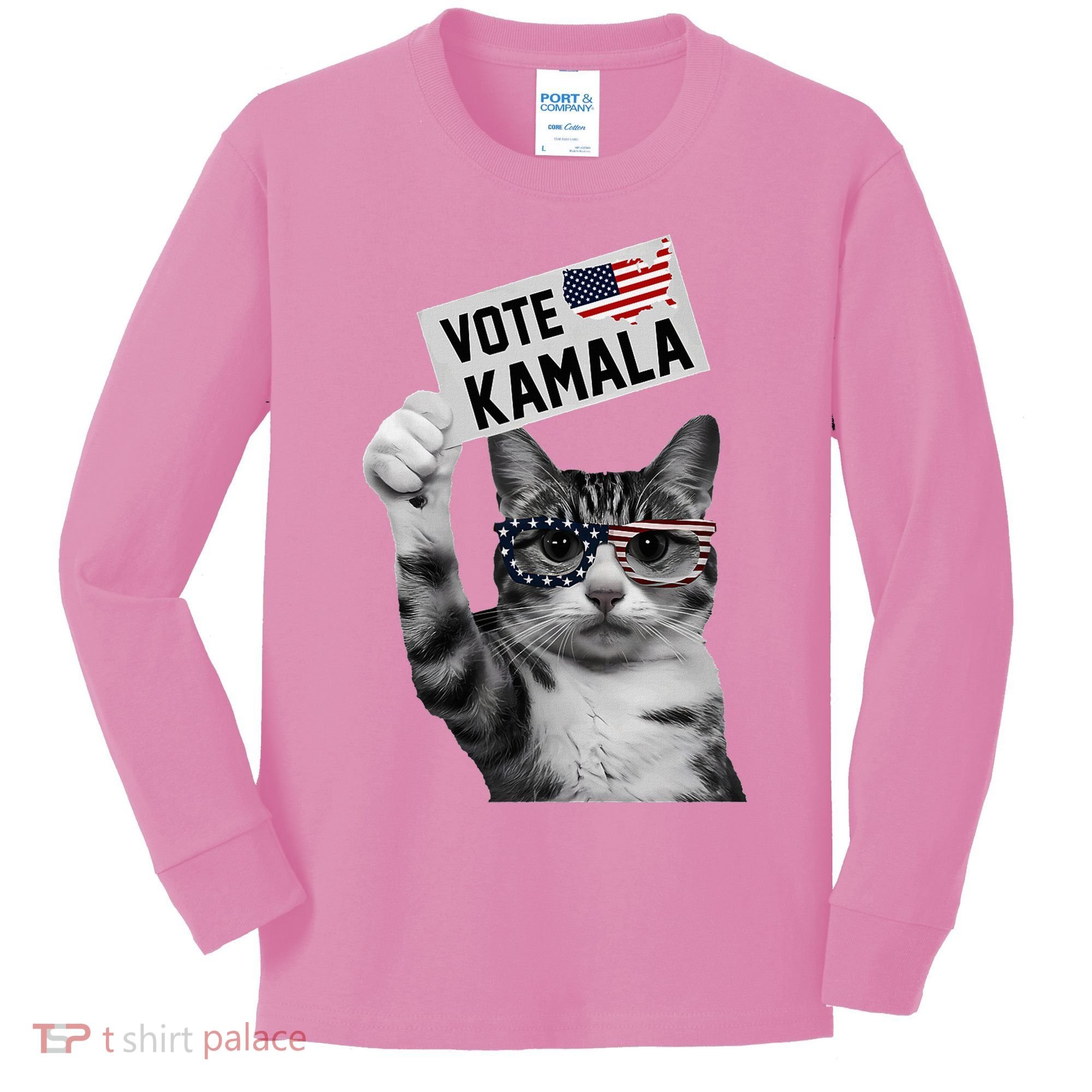 This Childless Cat Lady Is Voting Kamala 2024 Kids Long Sleeve Shirt
